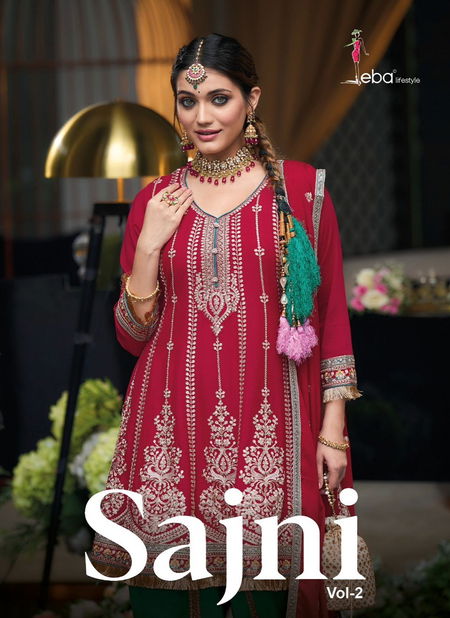 Sajni 2 By Eba Chinon Embroidery Kurti With Bottom Dupatta Orders In India Catalog